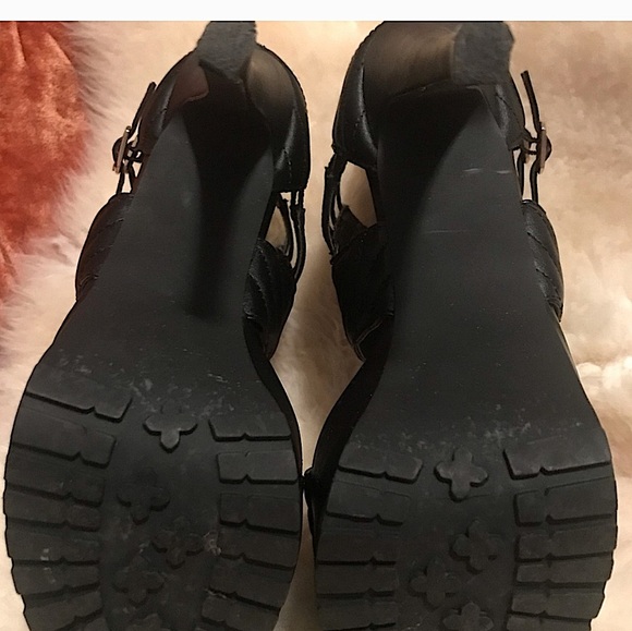 STEVE MADDEN Pleather Ankle Buckle Strap Black Platform Stiletto Heels Shoes 10 - Picture 11 of 13